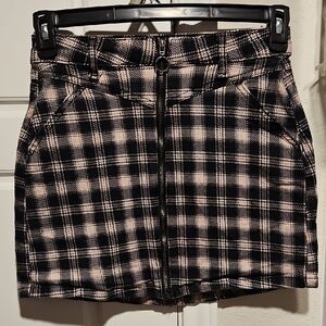 Plaid Black and White Women's Skirt